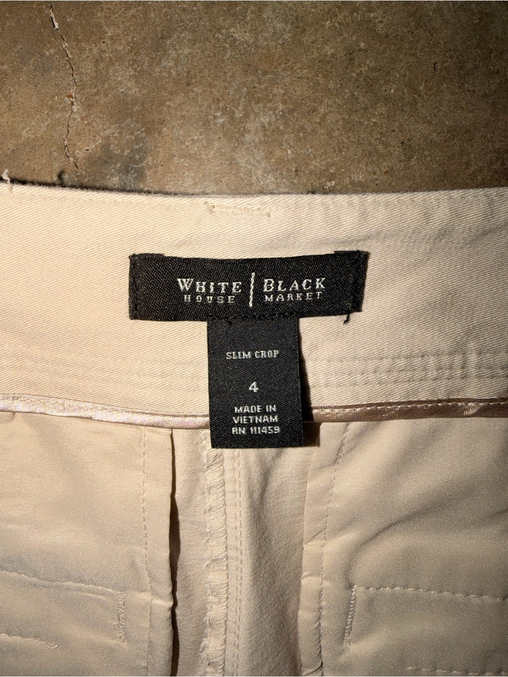 White House Black Market Slim Crop Pants Khaki Stretch Cotton Size 4 - Picture 9 of 11